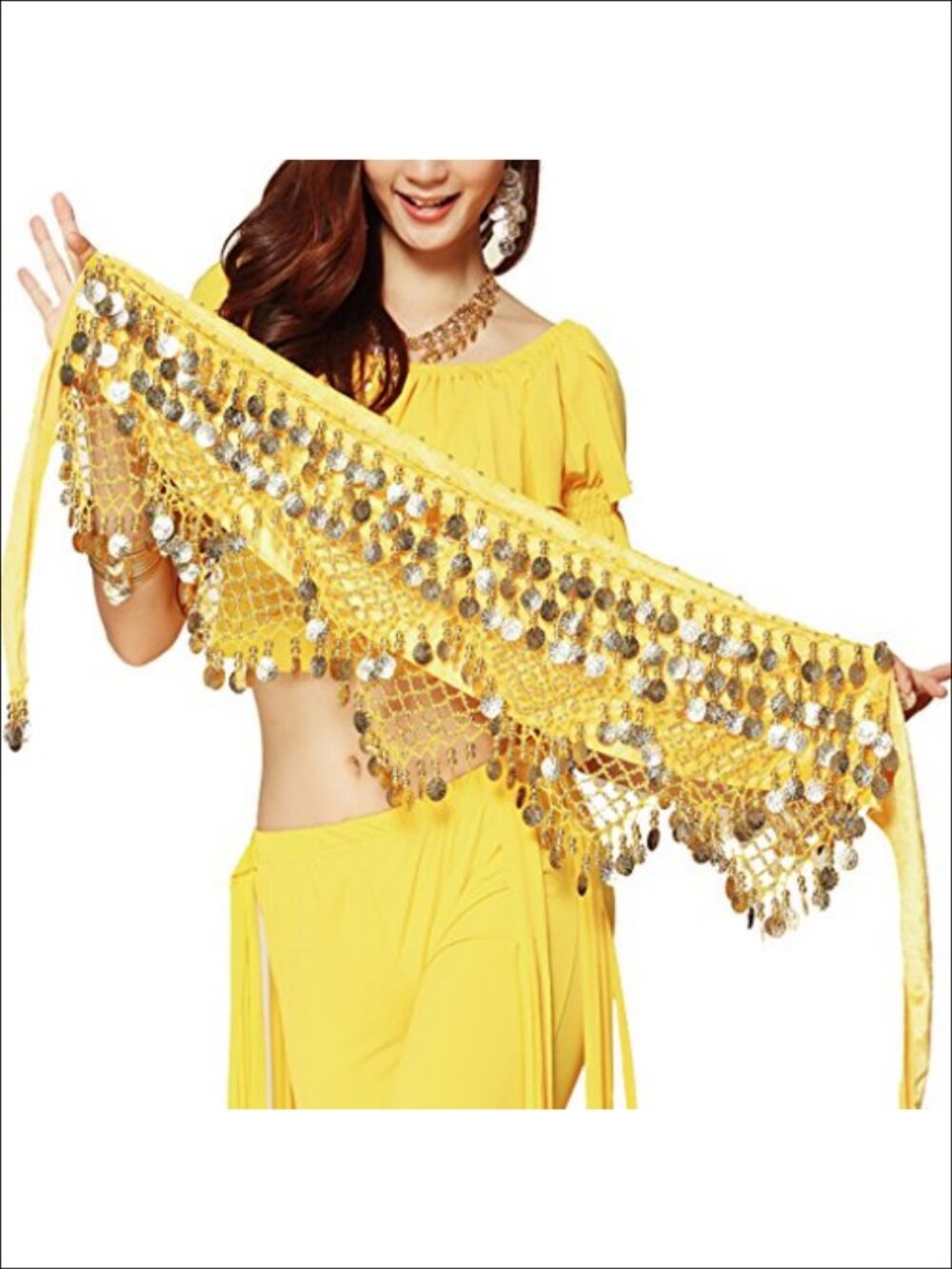 Belly Dance Hip Scarf Gold Coins Wrap Skirt Noisy Performance